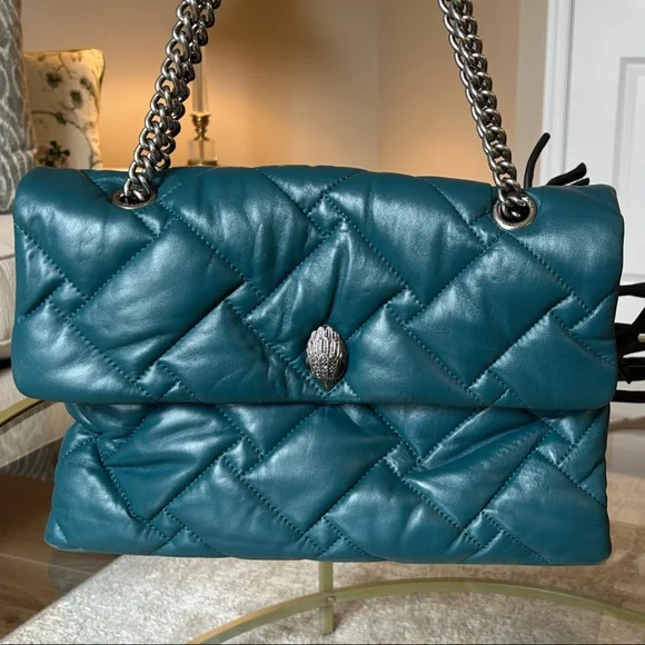 Teal Quilted Chain Shoulder Bag - Picture 1 of 4